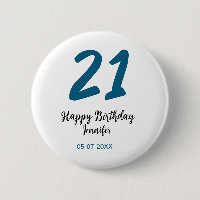 21 birthday bold blue letter simple minimal