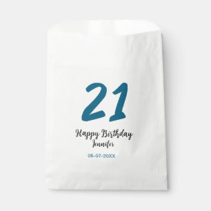 21 birthday bold blue letter simple minimal favour bag