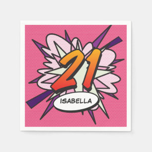 21 Birthday Fun Retro Comic Book Napkin