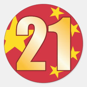21 CHINA Gold Classic Round Sticker
