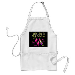 21 & FABULOUS PINK SHOE AND LIPSTICK DIVA DESIGN STANDARD APRON
