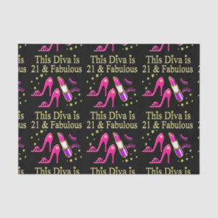 21 & FABULOUS PINK SHOE AND LIPSTICK DIVA DESIGN TISSUE PAPER