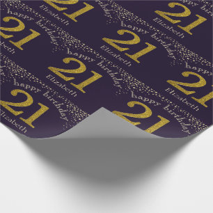 21 Glitter Gold Birthday Wrapping Paper