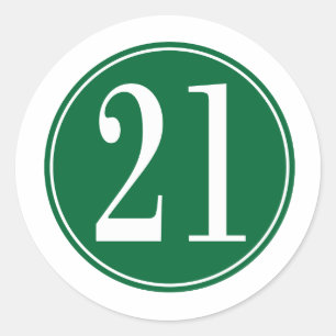 #21 Green Circle Classic Round Sticker