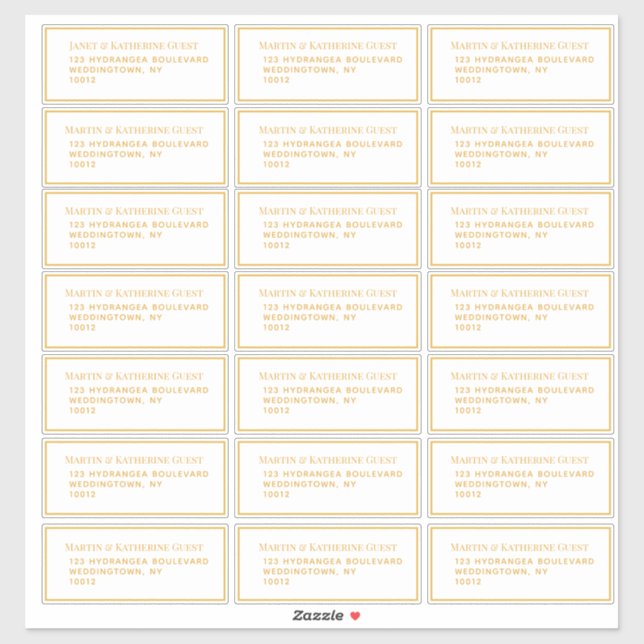 21 Guest Address Template Each 1.75 x 4.25" Gold (Sheet)