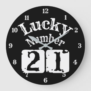 21 - Lucky Number 21 Luck Large Clock