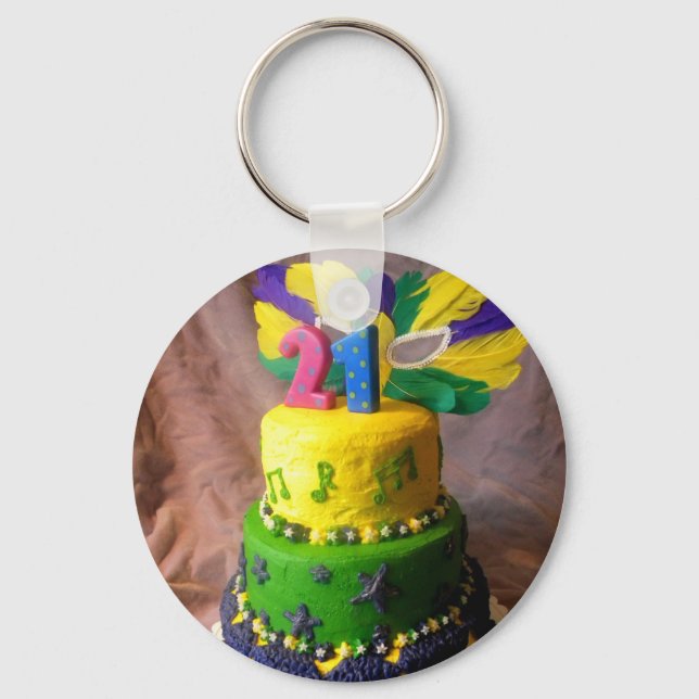 21 Mardi Gras Cake Key Ring (Front)