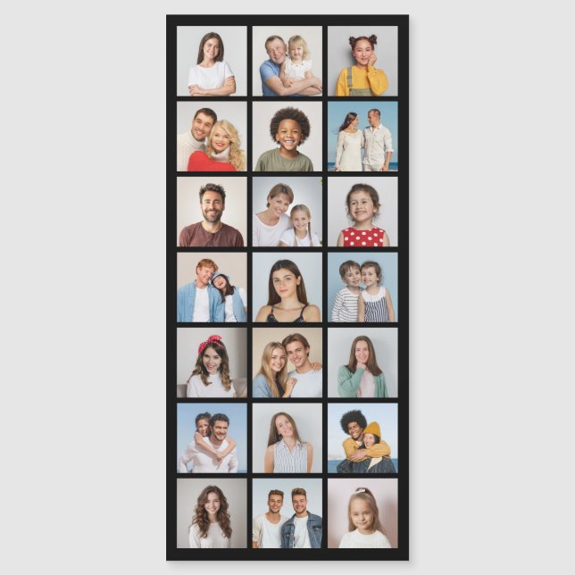 21 Photo Collage Editable Colour Thin Magnetic Car Magnetic Invitation (Front)