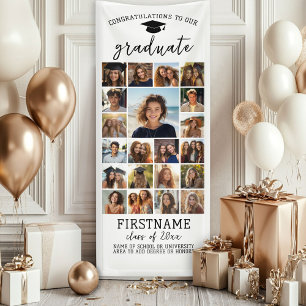 21 Photo Collage Graduation Modern Minimal White Banner