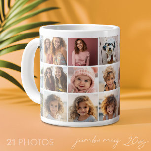 21 Photo Collage Grid - gallery - white Large Coffee Mug