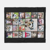 21 Photo Collage - Grid with extra Text - black Fleece Blanket (Front (Horizontal))