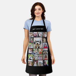 21 Photo Collage Grid with Name black Apron