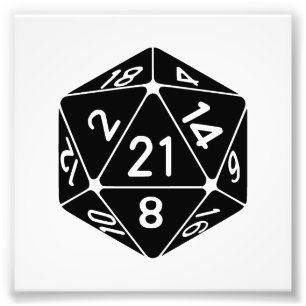 21 Sided 21st Birthday D20 Fantasy Gamer Die Photo Print
