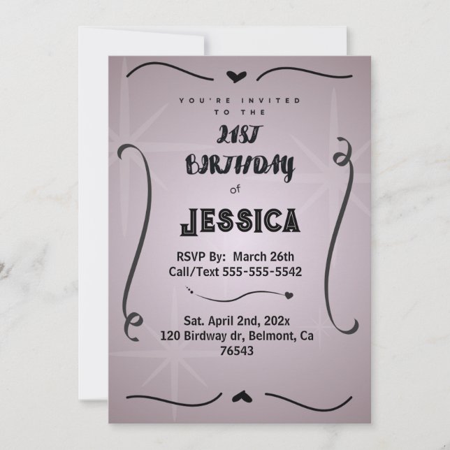 21 st Birthday Personalised Digital Invitation (Front)