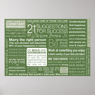 21 Suggestions for Success - Green Poster