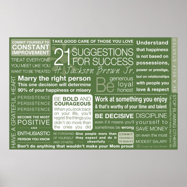 21 Suggestions for Success - Green Poster (Front)