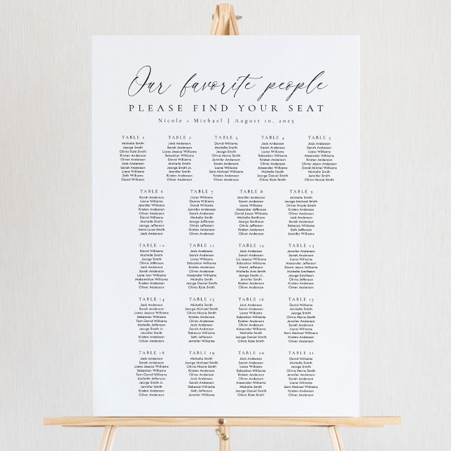 21 Tables Our Favourite People Seating Chart (Creator Uploaded)