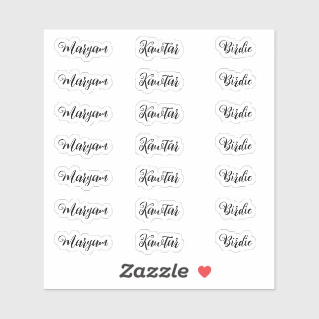 (21 Tags) Create Your Own Script Personalised Name (Sheet)