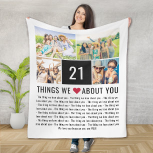 21 Things We Love About You   21st Birthday Fleece Blanket