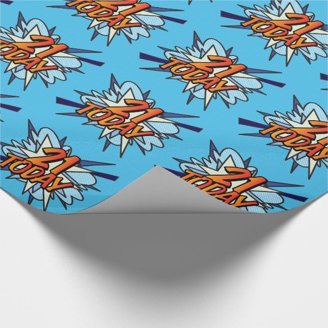 21 TODAY Fun Retro Comic Book Pop Art Wrapping Paper (Corner)