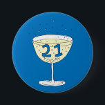 21 Today pin badge blue 21st birthday party<br><div class="desc">A badge to celebrate your 21st birthday! Look amazing with this sophisticated pin!</div>