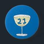 21 Today pin badge blue 21st birthday party<br><div class="desc">A badge to celebrate your 21st birthday! Look amazing with this sophisticated pin!</div>