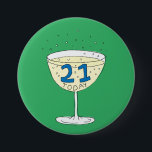 21 Today pin badge Green 21st birthday party<br><div class="desc">A badge to celebrate your 21st birthday! Look amazing with this sophisticated pin!</div>