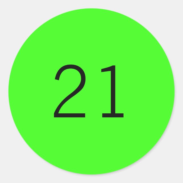 21 Twenty One Neon Green Custom Age Colour 2023 Classic Round Sticker (Front)