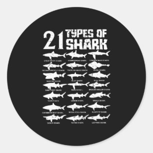 21 types of shark marine biology s gift classic round sticker