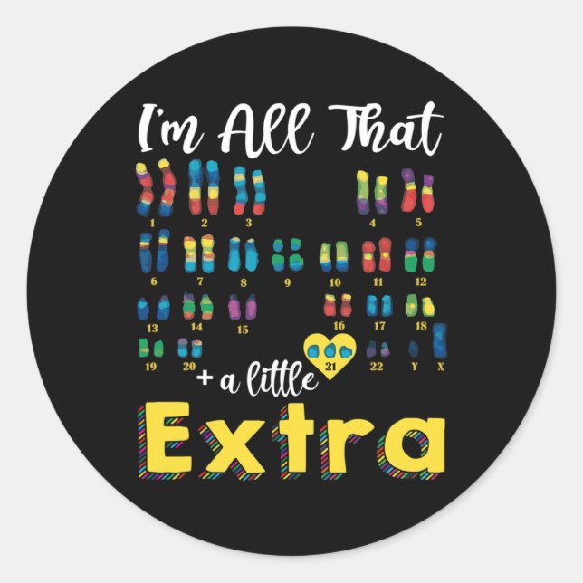21 Xy Extra Chromosome Boy World Down Syndrome Day Classic Round Sticker (Front)