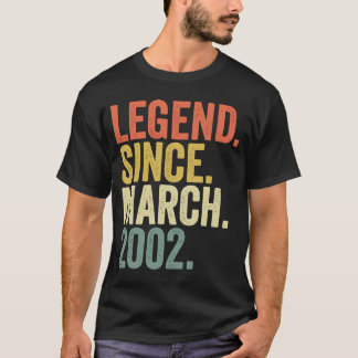 21 Year Old 21st Birthday Legend Since March 2002 T-Shirt