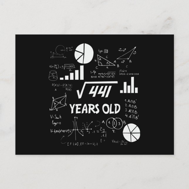 21 Year Old Bday Geeky Math 21st birthday Gift  Postcard (Front)