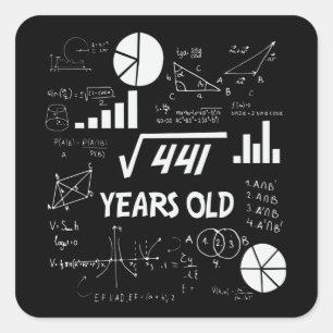 21 Year Old Bday Geeky Math 21st birthday Gift Square Sticker