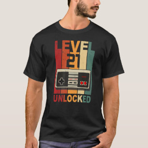 21 Year Old Gifts Level 21 Unlocked 21st Birthday  T-Shirt