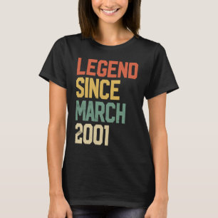 21 Year Old Legend Since March 2001 21st Birthday T-Shirt