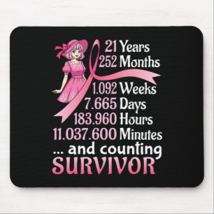 21 Years 252 Months And Counting Breast Cancer Sur Mouse Pad