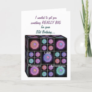21 Years Birthday Card with Sci Fi Planets - FUNNY