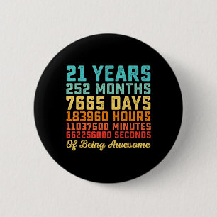 21 Years Old Birthday Quote Funny 21st B-Day Math 6 Cm Round Badge