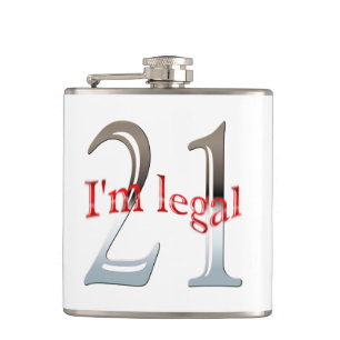 21 Years Old Funny 21st Birthday I'm Legal Hip Flask