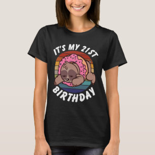21 Years Old Funny Sloth And Donut Retro Vintage 2 T-Shirt