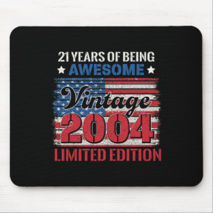 21 Years Old Gifts 21st Birthday American Flag Vin Mouse Pad