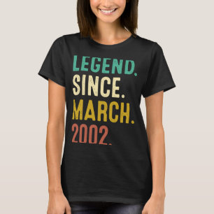 21 Years Old Legend Since March 2002 21st Birthda T-Shirt