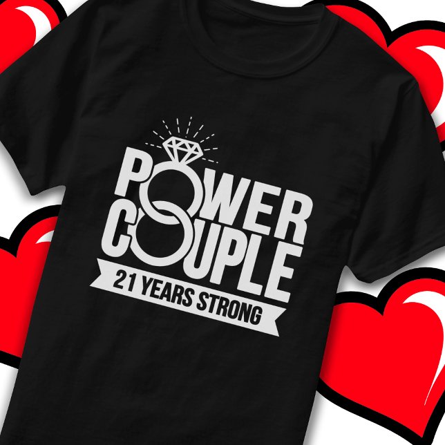 21 Years Strong Power Couple Cute 21st Anniversary T-Shirt (Creator Uploaded)