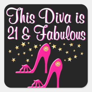21 YR OLD SHOE QUEEN SQUARE STICKER