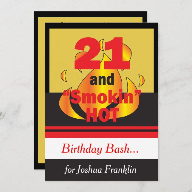 21and Smokin Hot Birthday Invitation (Front/Back)