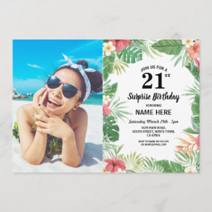 21st 18th 30th 40th Birthday Party Tropical Photo Invitation