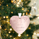 21st 21 birthday party decor rose gold glitter ornament<br><div class="desc">An ornament for a girly and glamourous 21st birthday. A faux rose gold background with an elegant faux rose gold glitter drips, paint drip look. The text: The name is written in dark rose gold with a large modern hand lettered style script. Tempate for a date and age 21. Perfect...</div>