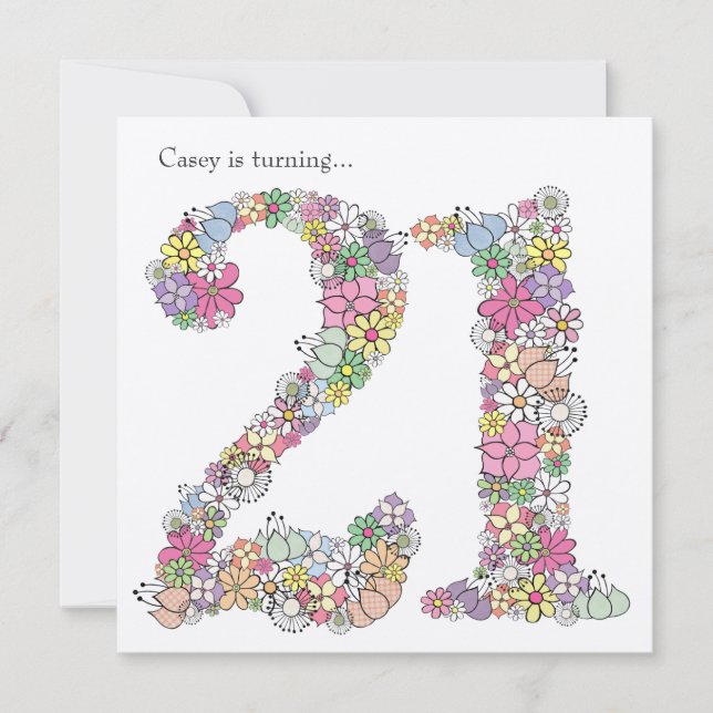 21st 21 Girls Birthday Party Custom Invitation (Front)