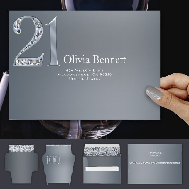 21st Anniversary Diamond Number Twenty One Silver  Envelope (Creator Uploaded)