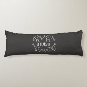 21st Anniversary Gift Chalk Hearts Body Cushion
